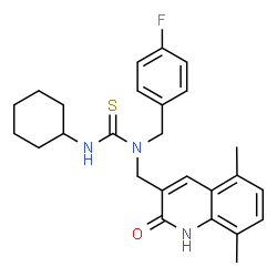 ChemSpider 2D Image | 3-Cyclohexyl-1-[(5,8-dimethyl-2-oxo-1,2-dihydro-3-quinolinyl)methyl]-1-(4-fluorobenzyl)thiourea | C26H30FN3OS