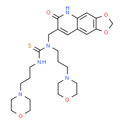 ChemSpider 2D Image | 1,3-Bis[3-(4-morpholinyl)propyl]-1-[(6-oxo-5,6-dihydro[1,3]dioxolo[4,5-g]quinolin-7-yl)methyl]thiourea | C26H37N5O5S