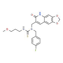 ChemSpider 2D Image | 1-(4-Fluorobenzyl)-3-(3-methoxypropyl)-1-[(6-oxo-5,6-dihydro[1,3]dioxolo[4,5-g]quinolin-7-yl)methyl]thiourea | C23H24FN3O4S
