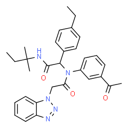 ChemSpider 2D Image | N-(3-Acetylphenyl)-2-(1H-benzotriazol-1-yl)-N-{1-(4-ethylphenyl)-2-[(2-methyl-2-butanyl)amino]-2-oxoethyl}acetamide | C31H35N5O3
