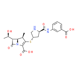 ChemSpider 2D Image | (4R,5S,6S)-3-({(3S,5R)-5-[(3-Carboxyphenyl)carbamoyl]-3-pyrrolidinyl}sulfanyl)-6-[(1R)-1-hydroxyethyl]-4-methyl-7-oxo-1-azabicyclo[3.2.0]hept-2-ene-2-carboxylic acid | C22H25N3O7S