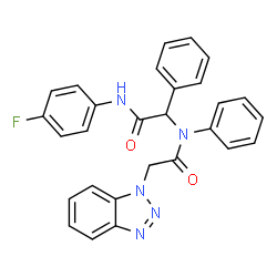 ChemSpider 2D Image | 2-(1H-Benzotriazol-1-yl)-N-{2-[(4-fluorophenyl)amino]-2-oxo-1-phenylethyl}-N-phenylacetamide | C28H22FN5O2