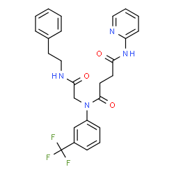 ChemSpider 2D Image | N-{2-Oxo-2-[(2-phenylethyl)amino]ethyl}-N'-(2-pyridinyl)-N-[3-(trifluoromethyl)phenyl]succinamide | C26H25F3N4O3