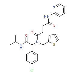 ChemSpider 2D Image | N-[1-(4-Chlorophenyl)-2-(isopropylamino)-2-oxoethyl]-N'-(2-pyridinyl)-N-(2-thienylmethyl)succinamide | C25H27ClN4O3S