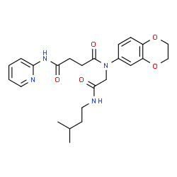 ChemSpider 2D Image | N-(2,3-Dihydro-1,4-benzodioxin-6-yl)-N-{2-[(3-methylbutyl)amino]-2-oxoethyl}-N'-(2-pyridinyl)succinamide | C24H30N4O5