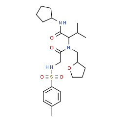 ChemSpider 2D Image | N-[(4-Methylphenyl)sulfonyl]glycyl-N-cyclopentyl-N~2~-(tetrahydro-2-furanylmethyl)valinamide | C24H37N3O5S
