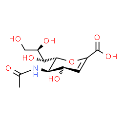 ChemSpider 2D Image | (6R)-5-Acetamido-2,6-anhydro-3,5-dideoxy-6-[(2R)-1,2,3-trihydroxypropyl]-L-glycero-hex-2-enonic acid | C11H17NO8
