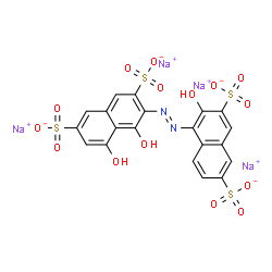 ChemSpider 2D Image | Tetrasodium 4,5-dihydroxy-3-[(E)-(2-hydroxy-3,6-disulfonato-1-naphthyl)diazenyl]-2,7-naphthalenedisulfonate | C20H10N2Na4O15S4