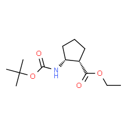 ChemSpider 2D Image | Ethyl (1S,2R)-2-[(tert-butoxycarbonyl)amino]cyclopentanecarboxylate | C13H23NO4