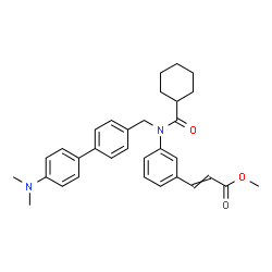 ChemSpider 2D Image | Methyl 3-{3-[(cyclohexylcarbonyl){[4'-(dimethylamino)-4-biphenylyl]methyl}amino]phenyl}acrylate | C32H36N2O3