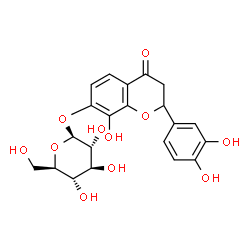 ChemSpider 2D Image | 2-(3,4-Dihydroxyphenyl)-8-hydroxy-4-oxo-3,4-dihydro-2H-chromen-7-yl beta-D-glucopyranoside | C21H22O11