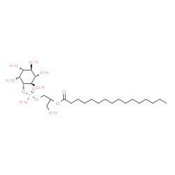 ChemSpider 2D Image | 1-Hydroxy-3-[(hydroxy{[(1S,2R,3R,4S,5S,6R)-2,3,4,5,6-pentahydroxycyclohexyl]oxy}phosphoryl)oxy]-2-propanyl palmitate | C25H49O12P