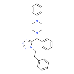 ChemSpider 2D Image | 1-[(1-Phenethyl-1H-tetrazol-5-yl)-phenyl-methyl]-4-phenyl-piperazine | C26H28N6