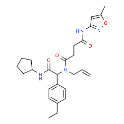 ChemSpider 2D Image | N-Allyl-N-[2-(cyclopentylamino)-1-(4-ethylphenyl)-2-oxoethyl]-N'-(5-methyl-1,2-oxazol-3-yl)succinamide | C26H34N4O4