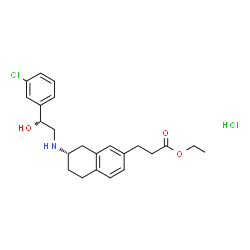 ChemSpider 2D Image | Ethyl 3-[(7S)-7-{[(2R)-2-(3-chlorophenyl)-2-hydroxyethyl]amino}-5,6,7,8-tetrahydro-2-naphthalenyl]propanoate hydrochloride (1:1) | C23H29Cl2NO3