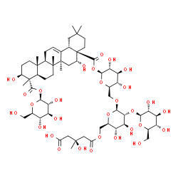 ChemSpider 2D Image | (3S)-5-{[(2R,3S,4S,5R,6R)-6-{[(2R,3S,4S,5R,6S)-6-({[(4aR,5R,6aS,6bR,8aR,9S,10S,12aR,12bR,14bS)-5,10-Dihydroxy-2,2,6a,6b,9,12a-hexamethyl-9-({[(2S,3R,4S,5S,6R)-3,4,5-trihydroxy-6-(hydroxymethyl)tetrahy
dro-2H-pyran-2-yl]oxy}carbonyl)-1,3,4,5,6,6a,6b,7,8,8a,9,10,11,12,12a,12b,13,14b-octadecahydro-4a(2H)-picenyl]carbonyl}oxy)-3,4,5-trihydroxytetrahydro-2H-pyran-2-yl]methoxy}-3,4-dihydroxy-5-{[(2S,3R,4
S,5S,6R)-3,4,5-trihydroxy-6-(hydroxymethyl)t | C60H94O30