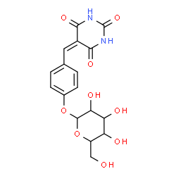 ChemSpider 2D Image | 4-[(2,4,6-Trioxotetrahydro-5(2H)-pyrimidinylidene)methyl]phenyl hexopyranoside | C17H18N2O9