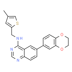 ChemSpider 2D Image | 6-(2,3-Dihydro-1,4-benzodioxin-6-yl)-N-[(4-methyl-2-thienyl)methyl]-4-quinazolinamine | C22H19N3O2S