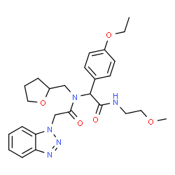 ChemSpider 2D Image | 2-(1H-Benzotriazol-1-yl)-N-{1-(4-ethoxyphenyl)-2-[(2-methoxyethyl)amino]-2-oxoethyl}-N-(tetrahydro-2-furanylmethyl)acetamide | C26H33N5O5