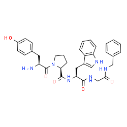 ChemSpider 2D Image | L-Tyrosyl-L-prolyl-L-tryptophyl-N-benzylglycinamide | C34H38N6O5