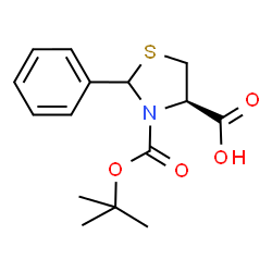 ChemSpider 2D Image | (4R)-3-[(tert-butoxy)carbonyl]-2-phenyl-1,3-thiazolidine-4-carboxylic acid | C15H19NO4S
