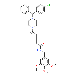 ChemSpider 2D Image | 5-{4-[(4-Chlorophenyl)(phenyl)methyl]-1-piperazinyl}-3,3-dimethyl-5-oxo-N-(3,4,5-trimethoxybenzyl)pentanamide | C34H42ClN3O5