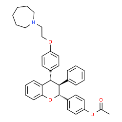 ChemSpider 2D Image | 4-[(2R,3S,4S)-4-{4-[2-(1-Azepanyl)ethoxy]phenyl}-3-phenyl-3,4-dihydro-2H-chromen-2-yl]phenyl acetate | C37H39NO4