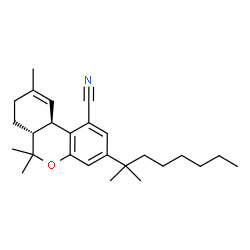 ChemSpider 2D Image | (6aR,10aR)-6,6,9-Trimethyl-3-(2-methyl-2-octanyl)-6a,7,8,10a-tetrahydro-6H-benzo[c]chromene-1-carbonitrile | C26H37NO