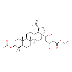 ChemSpider 2D Image | Ethyl (5R)-5-[(1R,3aS,5aR,5bR,7aR,9S,11aR,11bR,13aR,13bR)-9-acetoxy-1-isopropenyl-5a,5b,8,8,11a-pentamethylicosahydro-3aH-cyclopenta[a]chrysen-3a-yl]-5-hydroxy-3-oxopentanoate | C38H60O6