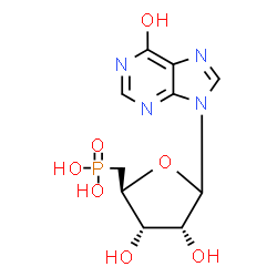 ChemSpider 2D Image | 9-(5-Deoxy-5-phosphono-D-ribofuranosyl)-9H-purin-6-ol | C10H13N4O7P