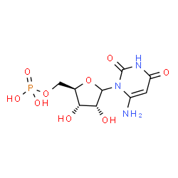 ChemSpider 2D Image | 6-Amino-1-(5-O-phosphono-D-ribofuranosyl)-2,4(1H,3H)-pyrimidinedione | C9H14N3O9P