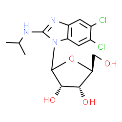 ChemSpider 2D Image | 5,6-Dichloro-N-isopropyl-1-(L-ribofuranosyl)-1H-benzimidazol-2-amine | C15H19Cl2N3O4