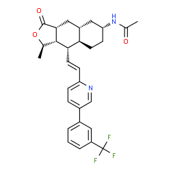 ChemSpider 2D Image | N-{(1R,3aR,4aR,6R,8aR,9S,9aS)-1-Methyl-3-oxo-9-[(E)-2-{5-[3-(trifluoromethyl)phenyl]-2-pyridinyl}vinyl]dodecahydronaphtho[2,3-c]furan-6-yl}acetamide | C29H31F3N2O3