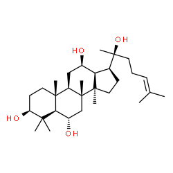 ChemSpider 2D Image | (3beta,6alpha,12beta,13alpha)-Dammar-24-ene-3,6,12,20-tetrol | C30H52O4