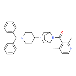 ChemSpider 2D Image | (2,4-Dimethyl-3-pyridinyl){3-[1-(diphenylmethyl)-4-piperidinyl]-3,8-diazabicyclo[3.2.1]oct-8-yl}methanone | C32H38N4O