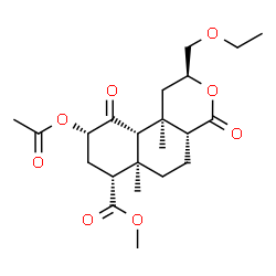 ChemSpider 2D Image | Methyl (2S,4aR,6aR,7R,9S,10aS,10bR)-9-acetoxy-2-(ethoxymethyl)-6a,10b-dimethyl-4,10-dioxododecahydro-2H-benzo[f]isochromene-7-carboxylate | C22H32O8