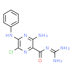 ChemSpider 2D Image | 3-Amino-5-anilino-N-carbamimidoyl-6-chloro-2-pyrazinecarboxamide | C12H12ClN7O