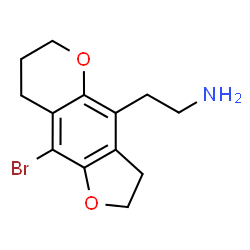 ChemSpider 2D Image | 2-(9-Bromo-3,6,7,8-tetrahydro-2H-furo[2,3-g]chromen-4-yl)ethanamine | C13H16BrNO2