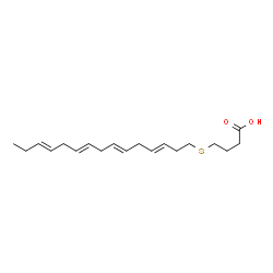 ChemSpider 2D Image | 4-[(3E,6E,9E,12E)-3,6,9,12-Pentadecatetraen-1-ylsulfanyl]butanoic acid | C19H30O2S