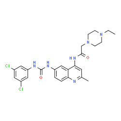 ChemSpider 2D Image | N-(6-{[(3,5-Dichlorophenyl)carbamoyl]amino}-2-methyl-4-quinolinyl)-2-(4-ethyl-1-piperazinyl)acetamide | C25H28Cl2N6O2