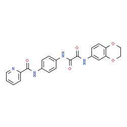 ChemSpider 2D Image | N-(2,3-Dihydro-1,4-benzodioxin-6-yl)-N'-{4-[(2-pyridinylcarbonyl)amino]phenyl}ethanediamide | C22H18N4O5