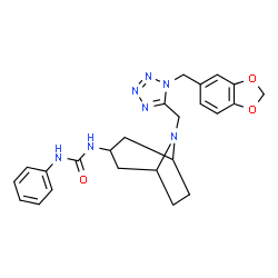 ChemSpider 2D Image | 1-(8-{[1-(1,3-Benzodioxol-5-ylmethyl)-1H-tetrazol-5-yl]methyl}-8-azabicyclo[3.2.1]oct-3-yl)-3-phenylurea | C24H27N7O3