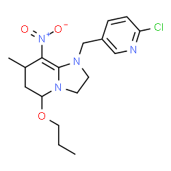 ChemSpider 2D Image | 1-[(6-Chloro-3-pyridinyl)methyl]-7-methyl-8-nitro-5-propoxy-1,2,3,5,6,7-hexahydroimidazo[1,2-a]pyridine | C17H23ClN4O3