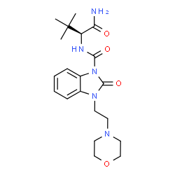 ChemSpider 2D Image | N-[(2S)-1-Amino-3,3-dimethyl-1-oxo-2-butanyl]-3-[2-(4-morpholinyl)ethyl]-2-oxo-2,3-dihydro-1H-benzimidazole-1-carboxamide | C20H29N5O4