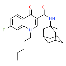 ChemSpider 2D Image | N-(Adamantan-1-yl)-7-fluoro-4-oxo-1-pentyl-1,4-dihydro-3-quinolinecarboxamide | C25H31FN2O2