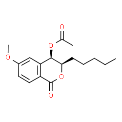 ChemSpider 2D Image | (3R,4R)-6-Methoxy-1-oxo-3-pentyl-3,4-dihydro-1H-isochromen-4-yl acetate | C17H22O5