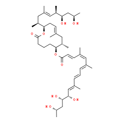 ChemSpider 2D Image | (6S,7S,9E,12R)-12-[(2S,4E,6R,7R,9R)-7,9-Dihydroxy-4,6-dimethyl-4-decen-2-yl]-7,9-dimethyl-2-oxooxacyclododec-9-en-6-yl (2E,4Z,6E,8E,10E,12S,13S,15S)-12,13,15-trihydroxy-4,6,10-trimethyl-2,4,6,8,10-hex
adecapentaenoate | C44H70O9