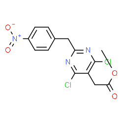 ChemSpider 2D Image | Methyl [4,6-dichloro-2-(4-nitrobenzyl)-5-pyrimidinyl]acetate | C14H11Cl2N3O4