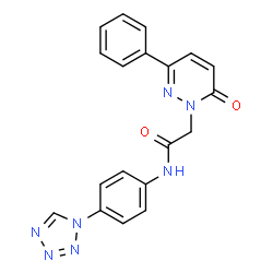 ChemSpider 2D Image | 2-(6-Oxo-3-phenyl-1(6H)-pyridazinyl)-N-[4-(1H-tetrazol-1-yl)phenyl]acetamide | C19H15N7O2