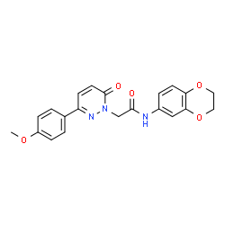 ChemSpider 2D Image | N-(2,3-Dihydro-1,4-benzodioxin-6-yl)-2-[3-(4-methoxyphenyl)-6-oxo-1(6H)-pyridazinyl]acetamide | C21H19N3O5